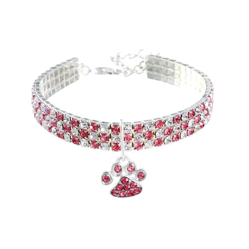 Shiny Zircon Pet Necklace with Adjustable Chain for Small & Medium Dogs and Cats
