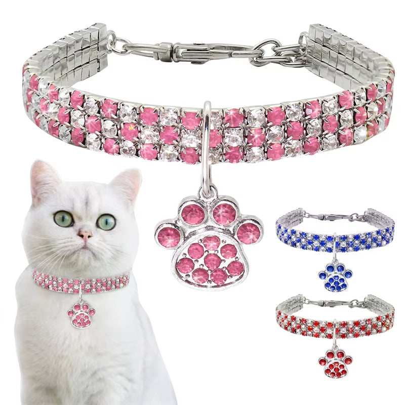 Shiny Zircon Pet Necklace with Adjustable Chain for Small & Medium Dogs and Cats