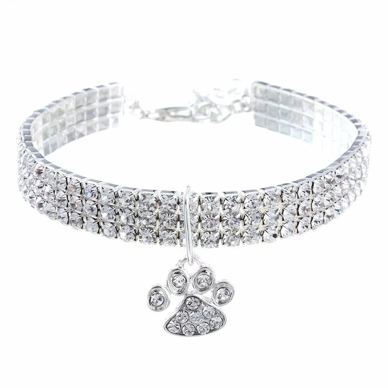 Shiny Zircon Pet Necklace with Adjustable Chain for Small & Medium Dogs and Cats