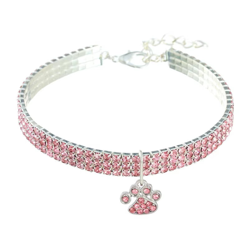 Shiny Zircon Pet Necklace with Adjustable Chain for Small & Medium Dogs and Cats