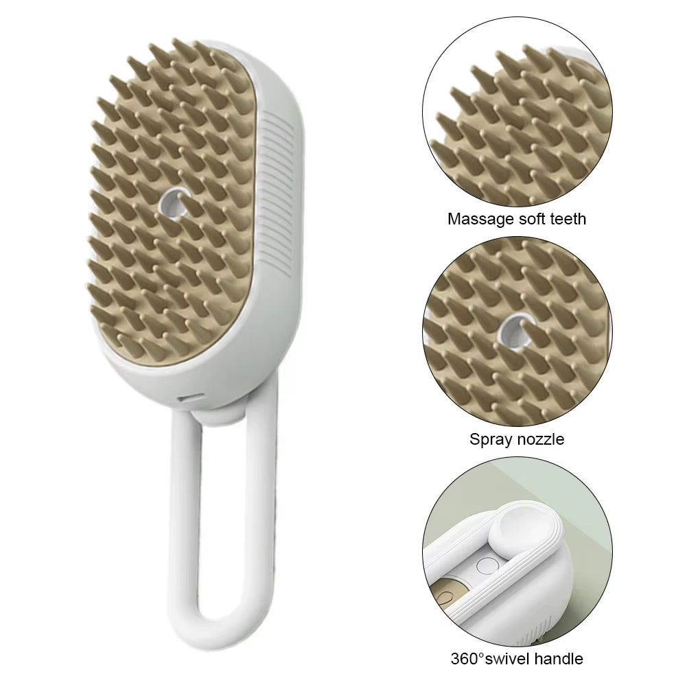 Dog Cat Steamy Brush Rechargeable Pet Massage Grooming Comb Folding Steam Brush for Washing Brushing for Short Long Haired Pets