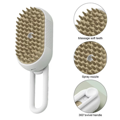 Dog Cat Steamy Brush Rechargeable Pet Massage Grooming Comb Folding Steam Brush for Washing Brushing for Short Long Haired Pets